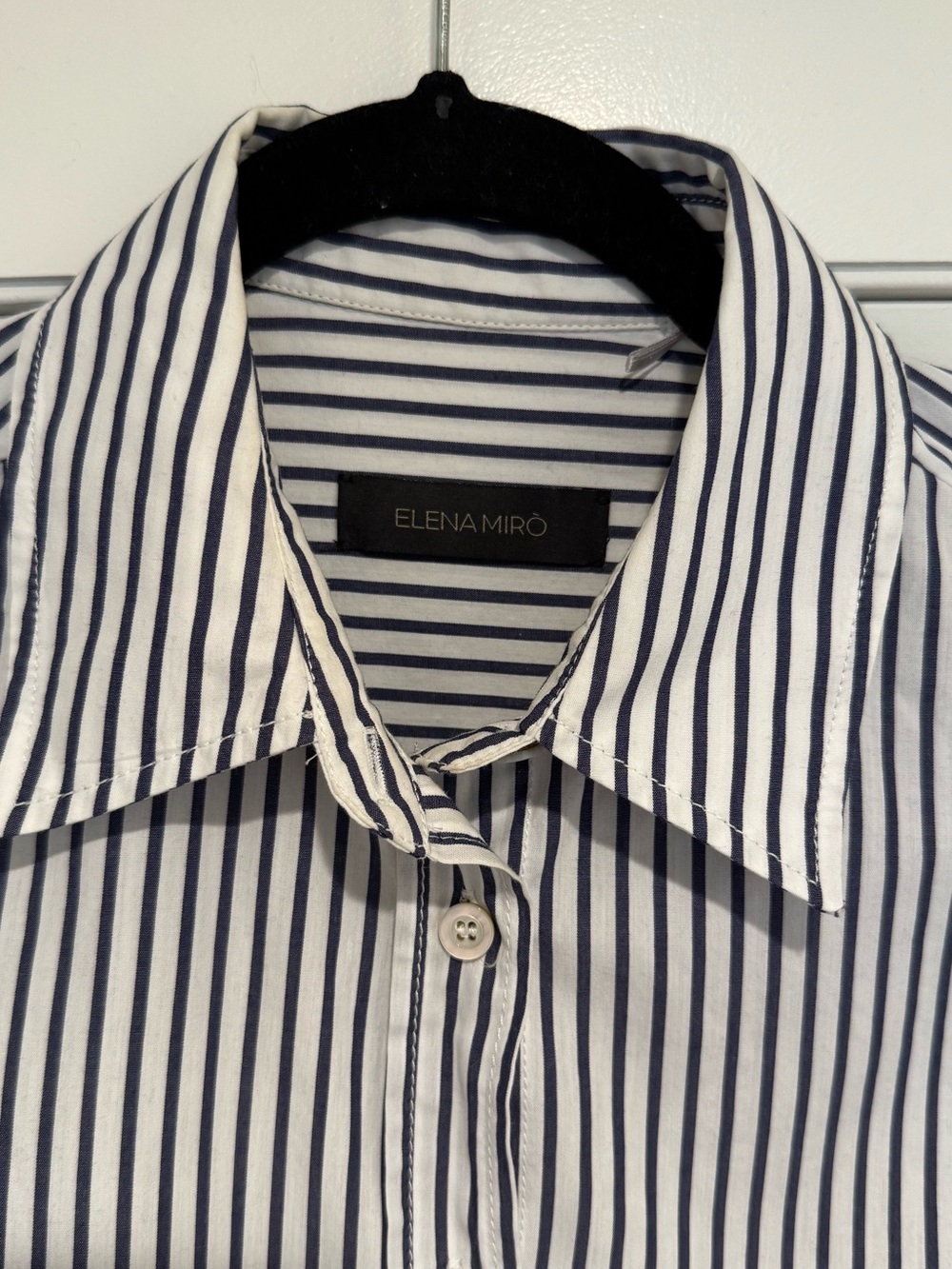 Elena Miro Striped Button Down Long Sleeve Shirt Bell Cuff Sleeve Size 6 - Picture 3 of 6